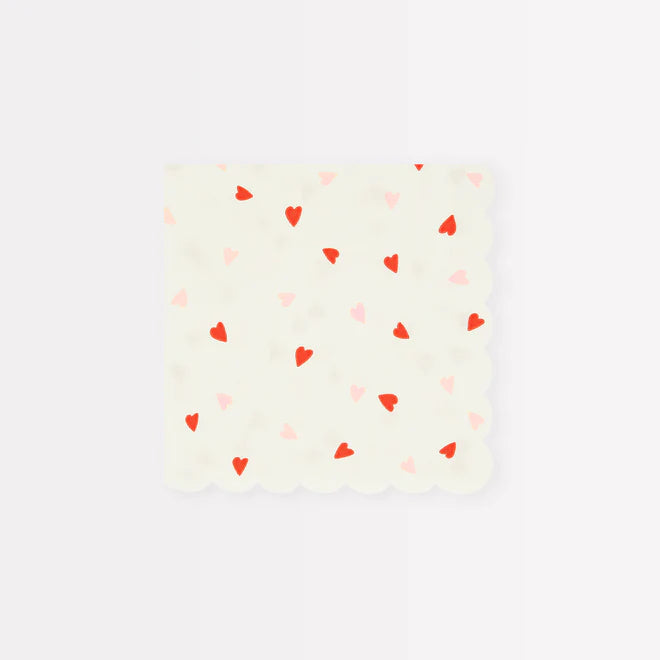 Heart Pattern Small Napkins (x 16)
