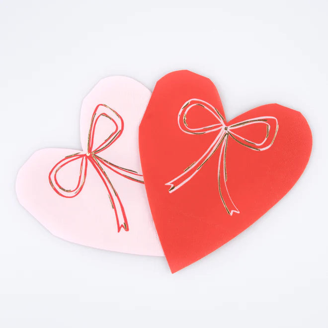 Heart With Bow Napkins (x 16)