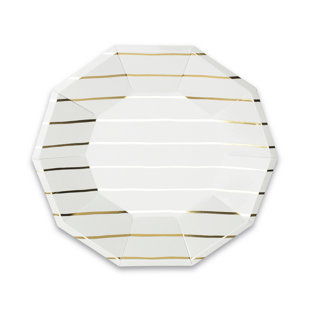 Frenchie Striped Gold Plates - SMALL - 8 Pk.
