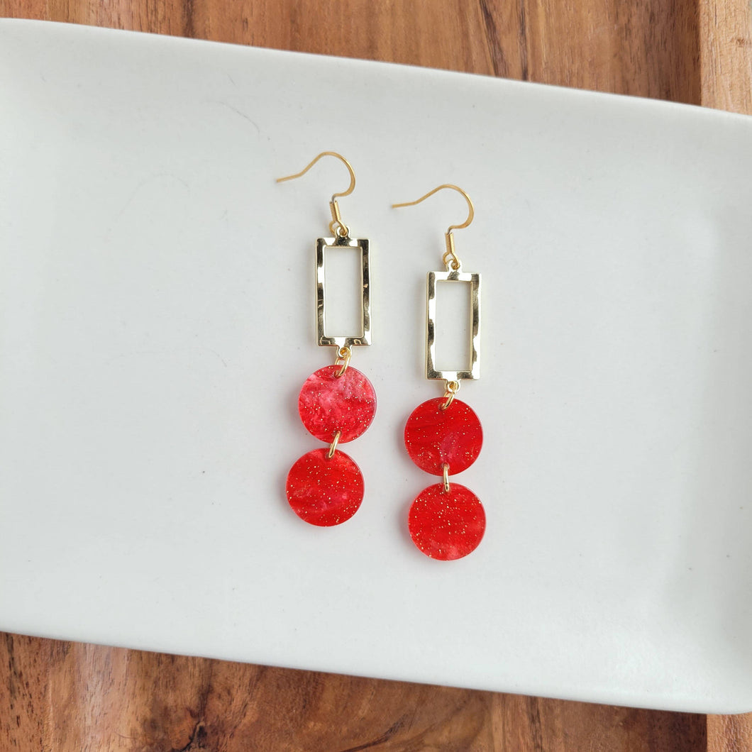 Spiffy & Splendid - Holly Earrings - Red Shimmer