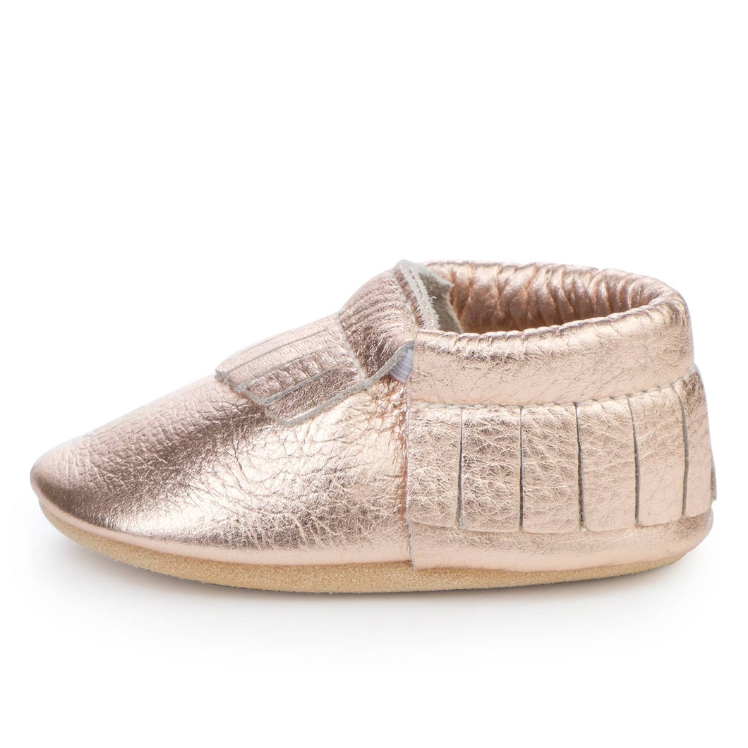 ROSE GOLD - BirdRock Baby - Baby Moccasins - Genuine Leather Baby Shoes
