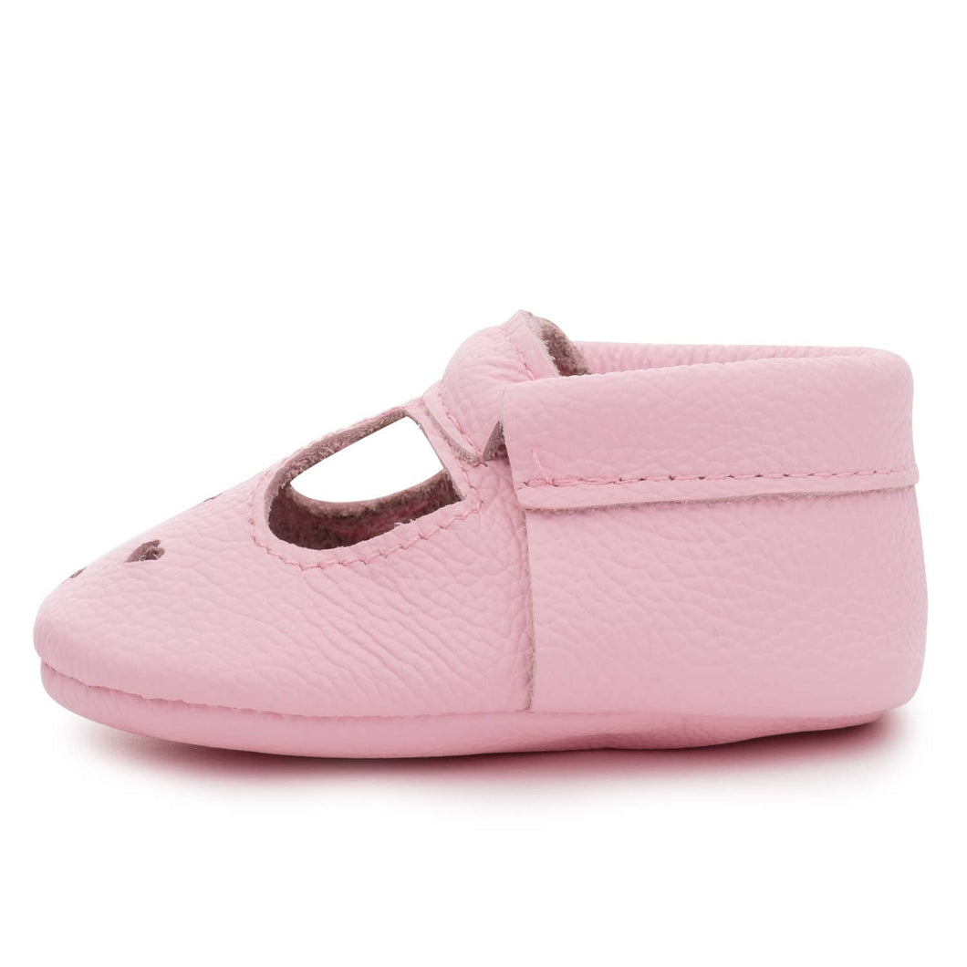 LIGHT PINK - Mary Jane Baby Moccasins - Leather Baby Shoes