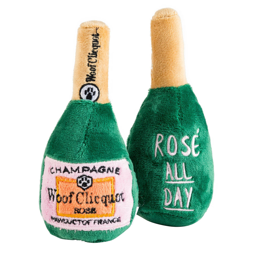 Haute Diggity Dog - Woof Clicquot Rose' Champagne Bottle Squeaker Dog Toy: Small