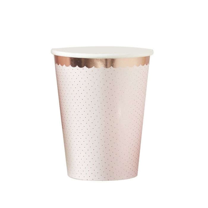 rose gold spotty paper cups