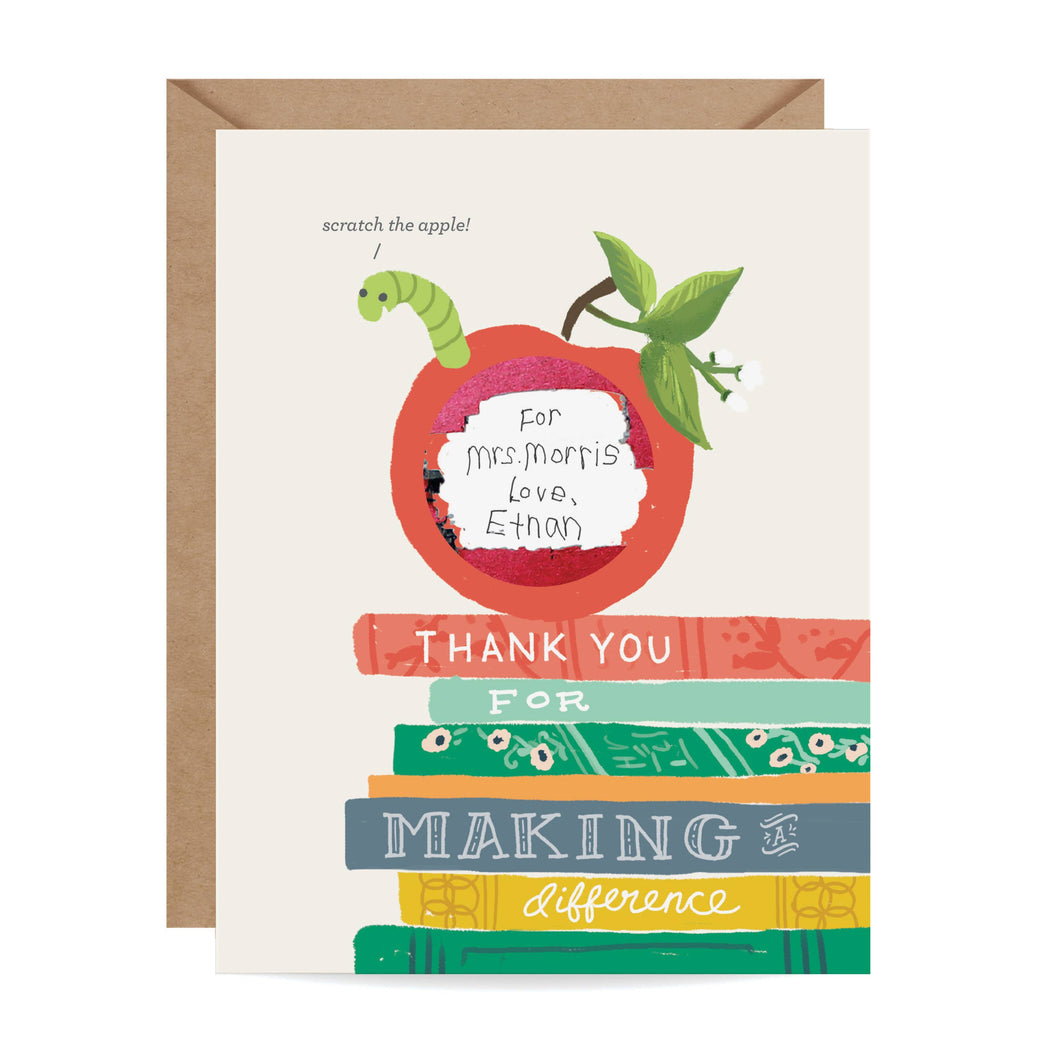 Inklings Paperie - Scratch-off Bookworm Teacher Card