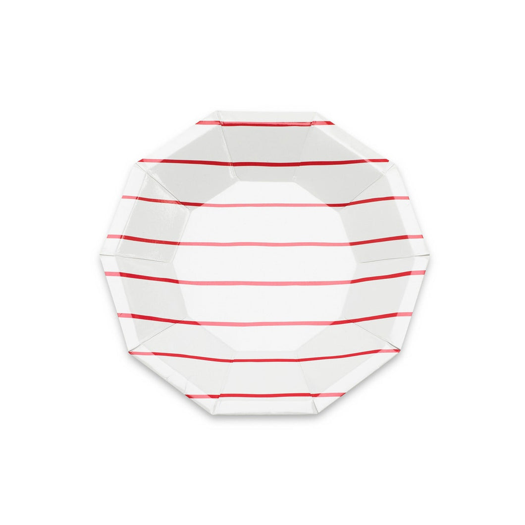 Frenchie Striped Large Plates (set of 8)