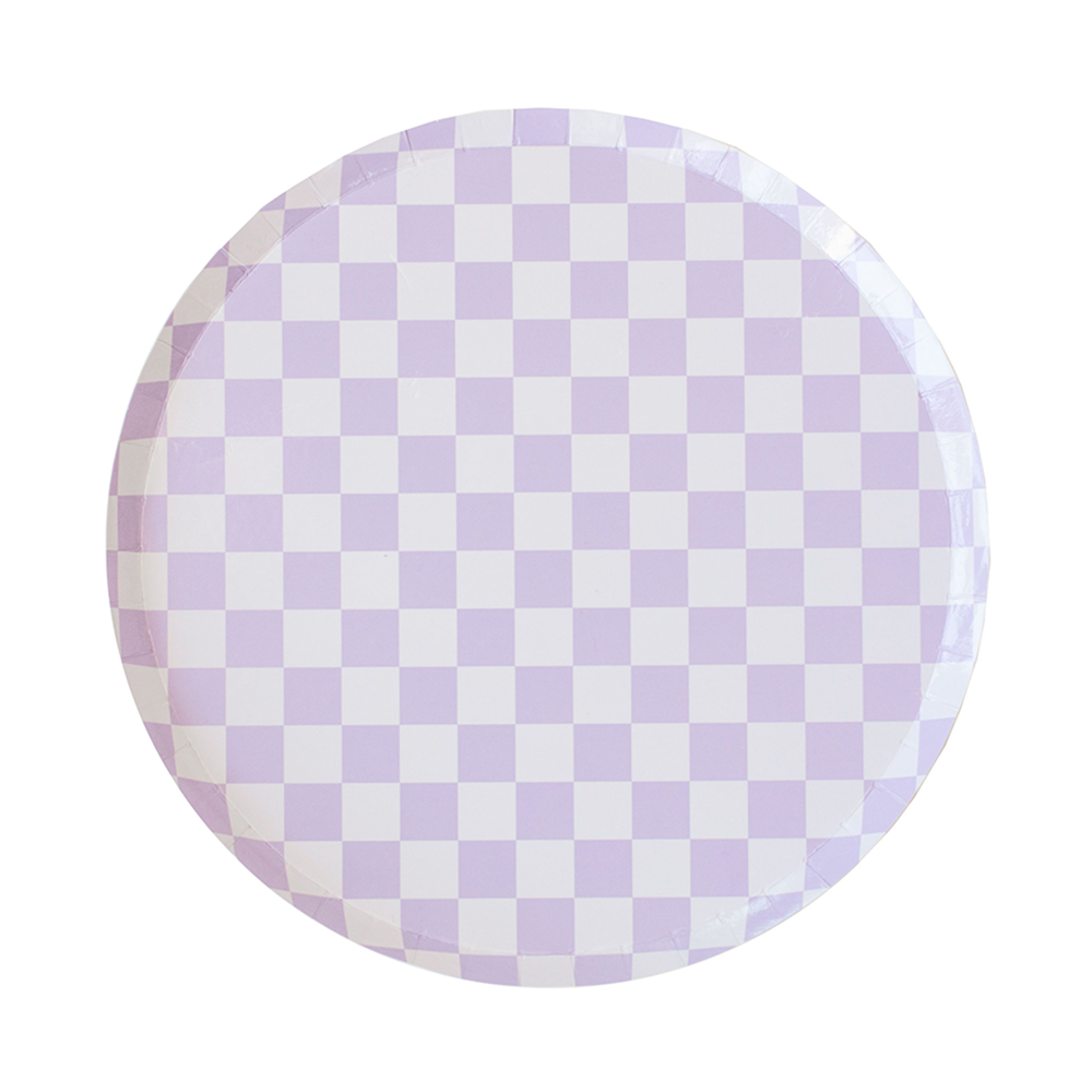 Jollity & Co. + Daydream Society - Check It! Purple Posse Plates - 2 Size Options - 8 Pk.