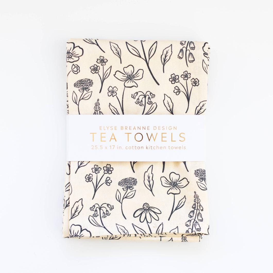 Elyse Breanne Design - Pack of 2 Pressed Floral Tea Towels