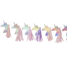 Load image into Gallery viewer, IRIDESCENT FOILED TASSEL UNICORN BUNTING

