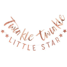 Load image into Gallery viewer, twinkle twinkle rose gold baby shower banner
